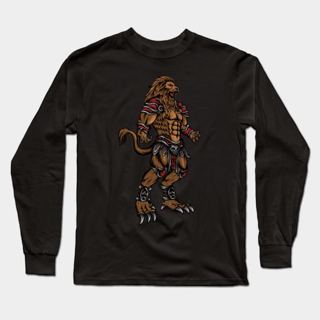 Standing Lion Monster Long Sleeve T-Shirt by JagatKreasi